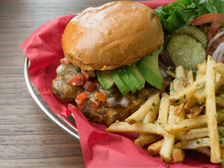 image of a hamburger and fries