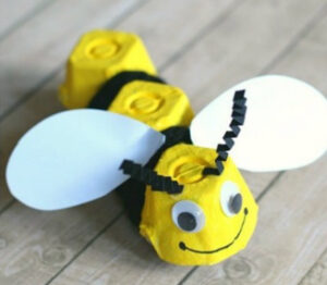 Bumble bee built from egg carton